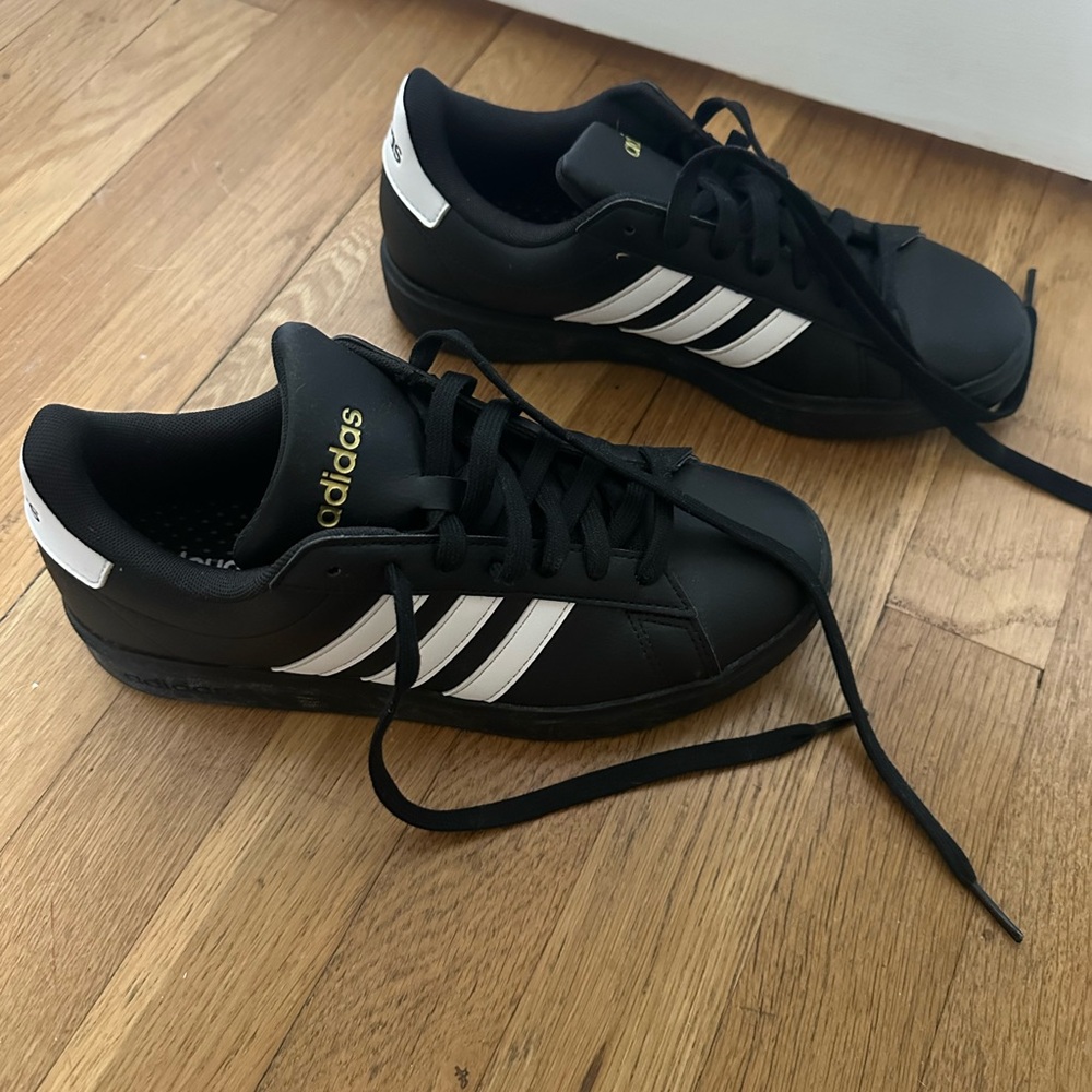 Adidas Black Sneakers with White Stripes